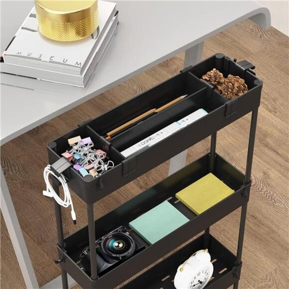 Slim Rolling Storage Cart 4 Tier Organizer for Bathroom Kitchen Laundry Office - Picture 2 of 7